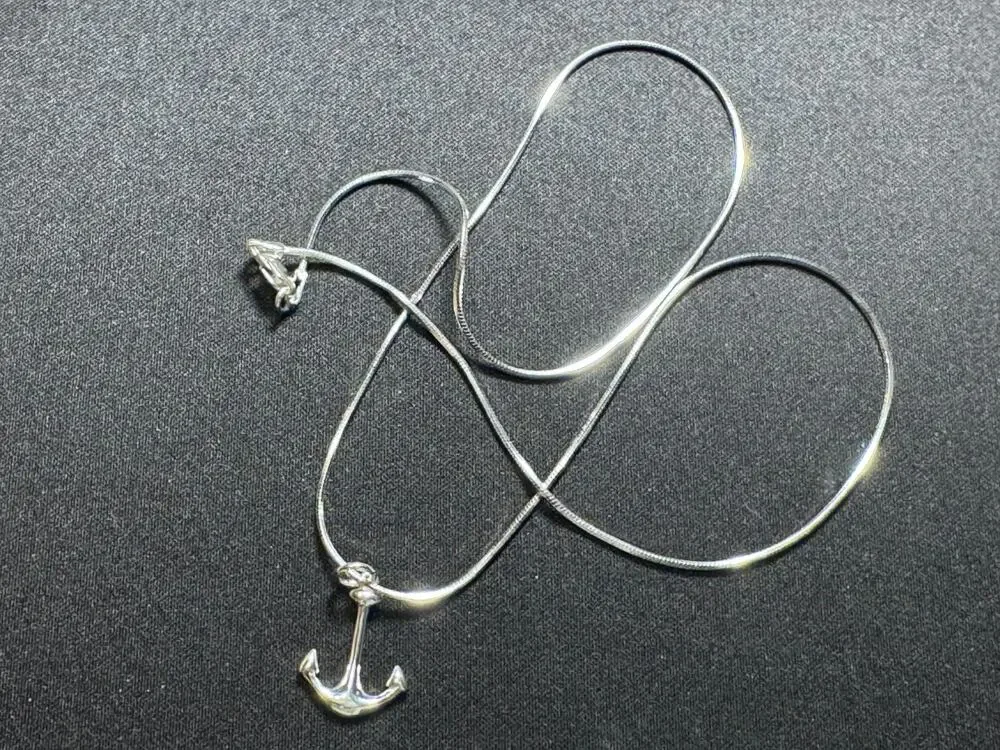 925 Sterling Silver 16in Snake Chain Necklace Anchor Pendant